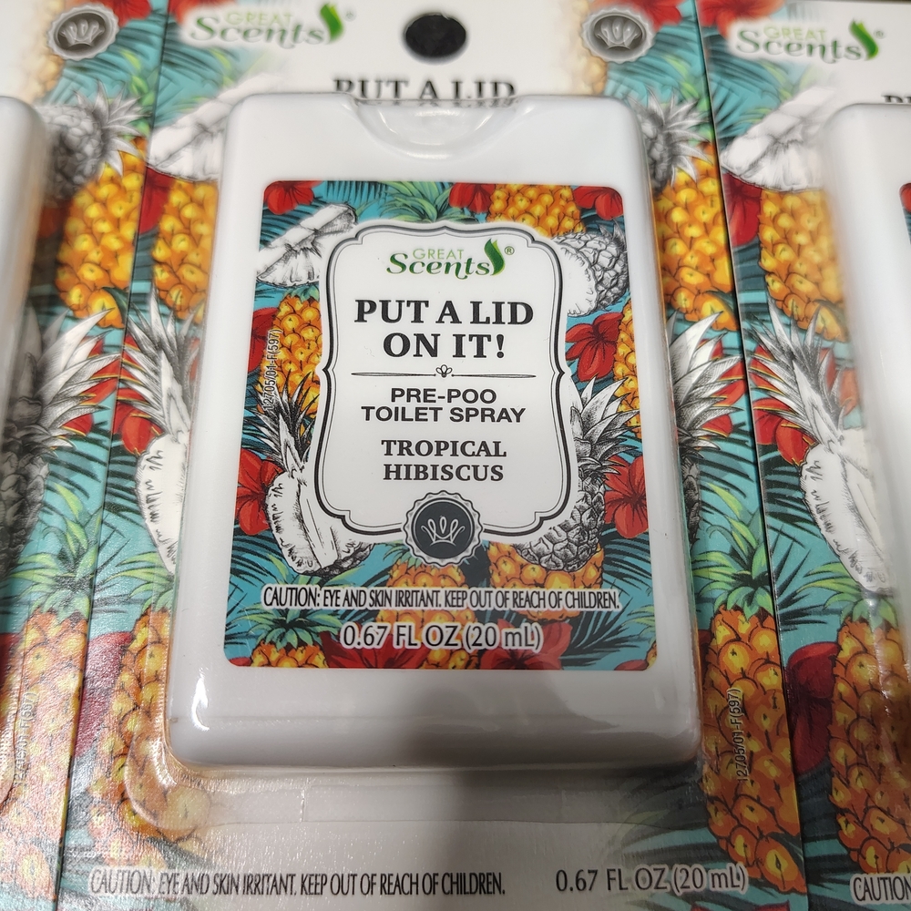 4 Great Scents Put A Lid On It Tropical Hibiscus Pre Poo Toilet Spray .67floz